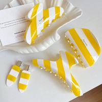 YJL Nouvelle conception Ensemble de pinces à cheveux en acétate jaune Pinces à cheveux en acétate rayées Vente en gros Haute qualité Pince à cheveux pour femmes