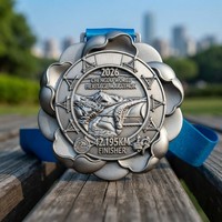 Médaille de finisseur personnalisée en métal argenté, gaufrée en 3D, pour le Marathon du Patrimoine Mondial de Chengdu, avec ruban en satin