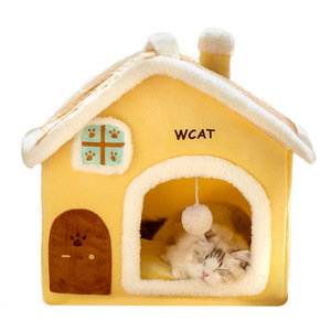 Cama para Gatos de Lujo Ecológica y Moderna, Rectangular, Tipo Cueva, Felpa Cálida, Plegable y Desmontable, para Todas las Estaciones, Sólida, sin Necesidad de Ensamblaje - Product Image 5