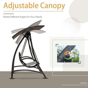 Sillón Columpio de Exterior de 3 Plazas con Hamaca Tipo Luna, Toldo, Gazebo y Pérgola <span class=keywords><strong>para</strong></span> Patio, Balcón o Terraza de Villa - Product Image 3