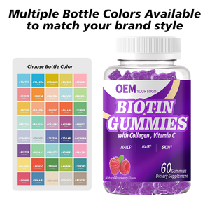 Gummies à la biotine pour cheveux, peau et ongles 3 en 1, emballage personnalisé en usine, plusieurs designs d'étiquettes, options bouteille + boîte et MOQ flexible - Product Image 6