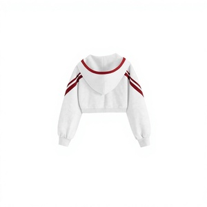 Sweat à capuche blanc zippé avec poche, style sportif, unisexe, coupe classique, hiver, service OEM, 400g polyester/coton - Product Image 2