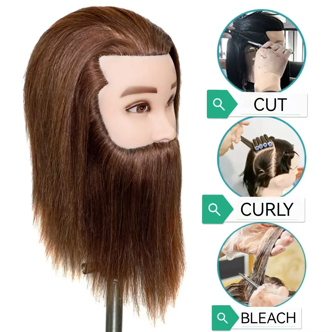 Wholesale Human Hair Man Makeup Teaching Head Practice Head Hair Dummy Training Mannequin Doll Head