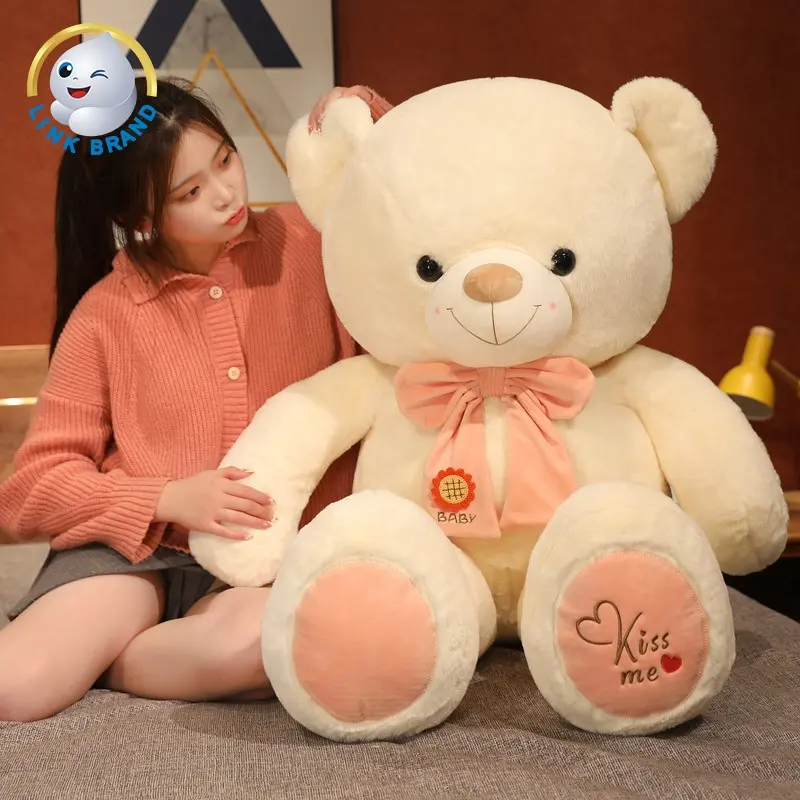 2022 New Plush Toy Animal Valentine Stuffing Gift Cute Plaid Ribbon Teddy Bear Plush Toy