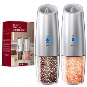 Gravity Electric Stainless Steel Salt <b>Pepper</b> <b>Grinder</b> Set Rechargeable 2 Pack Adjustable Roughness 135ml Capacity 1 Year Warranty - Product Image 2