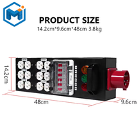 Boîte de distribution d'alimentation de scène portable triphasée 5 broches 6CH 32A avec prises américaines et corps en fer