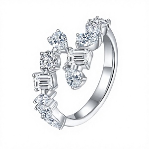 Wholesale Half Eternity Wedding <b>Ring</b> Band Elegant 18K Gold Plated <b>925</b> Sterling <b>Silver</b> Pave Setting Stackable Moissanite Trendy - Product Image 2