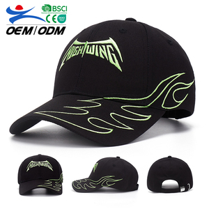 Gorra de Béisbol Bordada Personalizada al por Mayor, de 6 Paneles, Ajustable, de Algodón Negro, Unisex, Estilo Urbano, con Diseño de Llama - Product Image 1