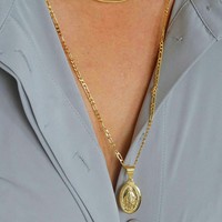 Pendentif Madonna, bijoux religieux, collier catholique chrétien en argent, plaqué or, acier inoxydable, collier de la Vierge Marie