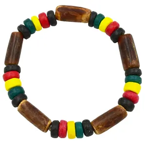 Rasta Coconut Beaded Bracelet Brown Sig-id Tube Bracelet for Men Hiphop stlyel cool Accessories Wholesale