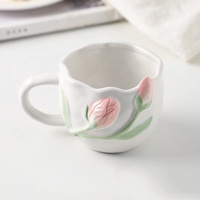 Madou 350 ml – Assiette en céramique 3D style coréen Tulipe, peinte à la main, pour petit-déjeuner, gâteaux et desserts