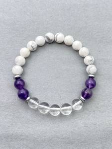 Amethyst Clear Quartz Howlite <b>Bracelet</b> Natural Crystal 8mm Beaded <b>Bracelet</b> Stretch <b>Bracelet</b> For Meditation Healing Protection - Product Image 2