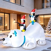 Ours polaire gonflable de Noël en gros avec scène de pêche au pingouin, ornement décoratif festif pour jardin pour les célébrations de vacances