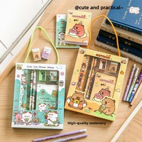 Ensemble de 6 pièces de papeterie mignonne en forme de capybara, ensemble de crayons, gommes et taille-crayons kawaii, fournitures scolaires pour enfants et étudiants