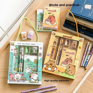 Juego de 6 Piezas de Papelería con Diseño de Capibara de Dibujos Animados, Borrador Kawaii, Sacapuntas, Útiles Escolares para Niños y Estudiantes - Product Image 2
