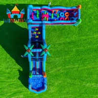 Parcours d'obstacles gonflable sur mesure 2026 avec toboggan aquatique et piscine, en PVC 0,55 mm, aire de jeux extérieure pour enfants et location événementielle