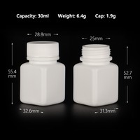 HDPE Blanc Noir Opaque Carré En Plastique Large Bouche En Plastique Médecine Capsules Conteneur Pilule Bouteille