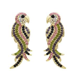 पूर्ण क्रिस्टल तोता बर्ड स्टड कान की बाली नई डिजाइन अच्छी गुणवत्ता महिलाओं के लिए बयान कान के गहने - Product Image 2