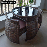 Conjunto de Muebles de Jardín de Ratán Rústico Moderno, Sillas de Comedor de Mimbre para Exteriores, Mesas para Parques y Restaurantes