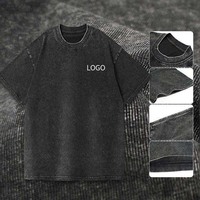 T-shirt personnalisé vintage en tricot uni, effet vieilli, délavé à l'acide, 100% coton, logo personnalisé, col rond, différentes couleurs, manches courtes