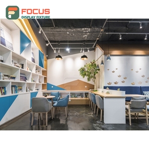 Mostrador de Servicio Iluminado para Cafetería, Acabado en Madera Laminada, Área de Servicio para Panadería, Mostrador de Servicio para Tienda - Product Image 1