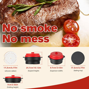 קל לתפעול עוזר מטבח 2 ב 1 מחבת גריל מחבת סיליקון מיקרוגל תנור אדים כיריים מגש אפייה עם מכסה - Product Image 6