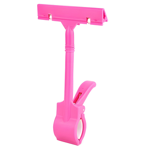 Porte-étiquette double face en plastique rose pour affichage de prix, pince de présentation pratique pour supermarché - Product Image 1