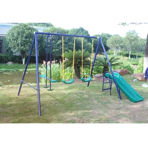 Metal Frame See-Saw Swing Set For Kids, Playground Metal Swing Chair With Slide