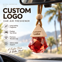 Diffuseur de parfum pour voiture personnalisé, bouteille en verre facetté avec bouchon en bois, huile parfumée naturelle 8ml, logo personnalisé, OEM, ODM, marque privée