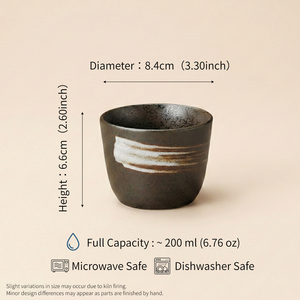 Vaisselle japonaise moderne de luxe, tasses à thé en céramique noire faites à la main multi-usages pour le shochu - Product Image 2