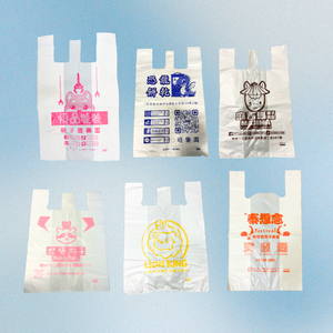 OEM Emballage de matériaux écologiques personnalisés Sac en plastique Gravure personnalisée Impression Shopping T-Shirt Vest Bag - Product Image 1