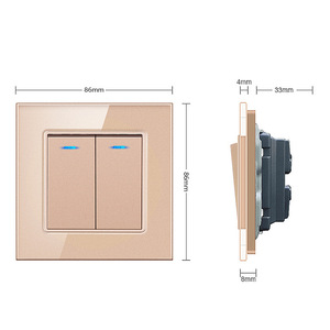 แผงสวิตช์ติดผนังกระจกนิรภัย 86 มม. 2 ช่อง ควบคุมแบบสัมผัส ติดตั้งแบบ Dark Armor - Product Image 1