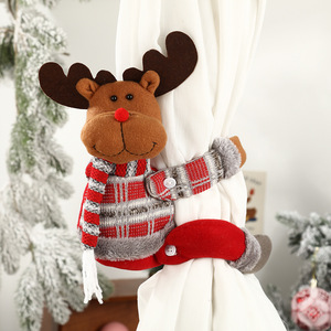 Attaches de rideaux créatives en tissu non tissé et peluche, en forme de bonnets de neige et de rennes, pour la décoration de Noël à la maison (vente en gros) - Product Image 4