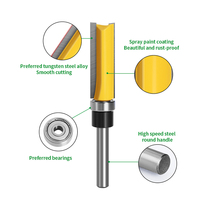 Plantilla Trim Bisagra Mortising Router Bit Straight End Mill Trimmer Herramienta de limpieza al ras