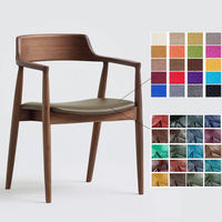 Chaise Moderne en Bois avec Dossier et Accoudoirs, Chaise de Salle à Manger Nordique en Bois Massif, Chaise Simple pour Négociations et Réunions