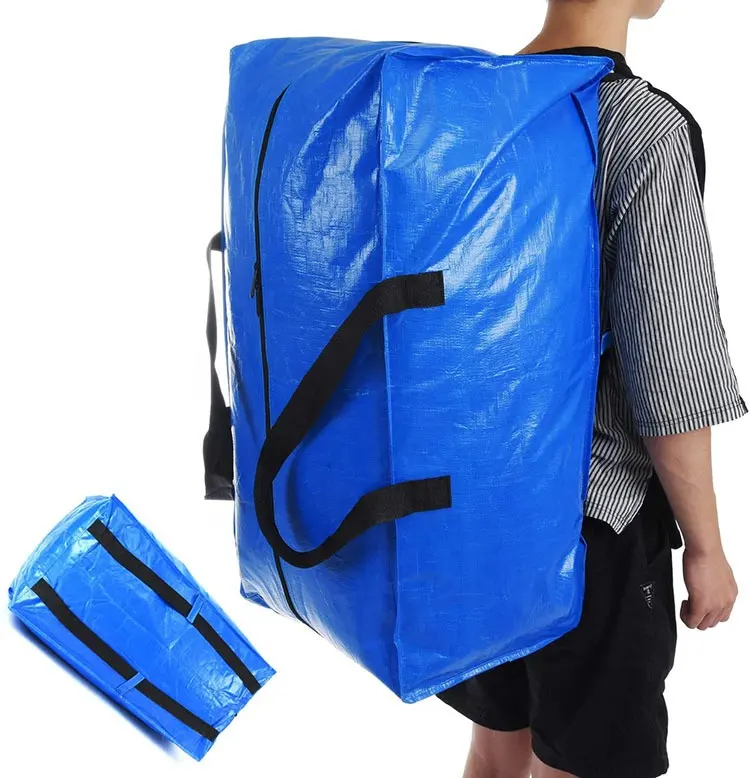 Benutzer definierte große Umzugs taschen Blau Laminierte Hochleistungs-wasserdichte Aufbewahrung tasche mit Reiß verschlüssen für Home Travel Eco Moving Bag Organizer