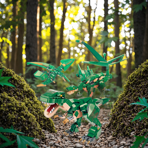 QMAN 42106 DIY mainan Model rakitan Tyrannosaurus Rex Set blok bangunan untuk anak laki-laki dinosaurus perang Ji seri konstruksi plastik - Product Image 5