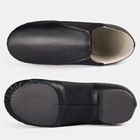 Sepatu Dansa Jazz Dynadans Slip On Kulit PU Sol Karet Datar Unisex untuk Anak-anak