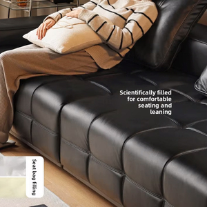 Divano Multoposto di Lusso in Vera Pelle di Vacchetta Gialla di Alta Qualità, Stile Minimalista Italiano, Design Lineare Nero - Product Image 3
