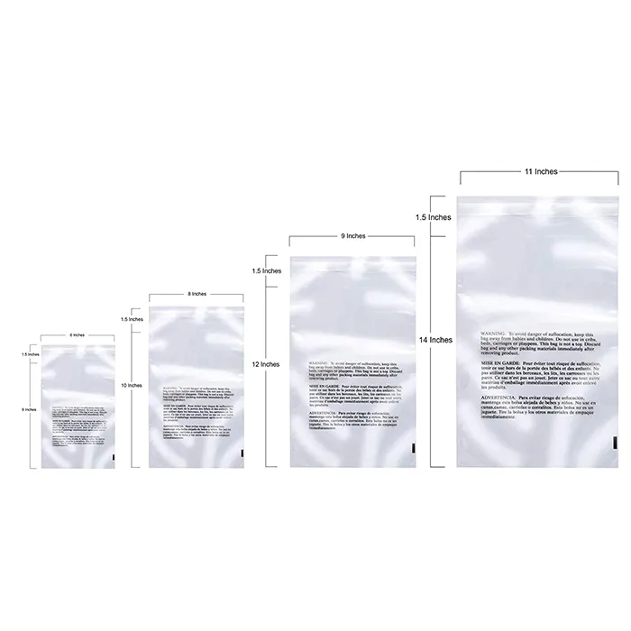 Пластиковые пакеты с предупреждением удушения, Прозрачные полиэтиленовые пакеты 6x9, 8x10, 9x12, 11x14