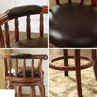 Petite table ronde ménage salon balcon fenêtre du sol au plafond européen vintage haut tabouret arrière tabouret de bar en bois massif