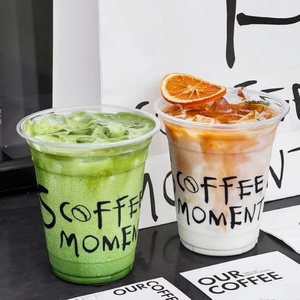 Vasos Desechables de PET de Pared Simple de 12 oz para Bebidas Frías con Tapa Impresa Personalizada de 98 mm de Diámetro, Vasos de Plástico con Tapa de Tamaño Personalizado - Product Image 3