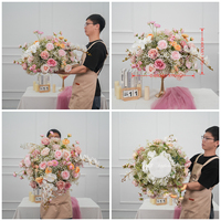 Boule de fleurs artificielles DKB Factory à bas prix, hydrangea en soie verte et plante, centre de table floral de 50 cm pour la décoration de mariage et de fête
