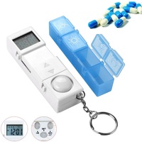 Top fashion penjualan bagus kotak tablet dispenser elektronik mingguan 7 hari 28 penutup timer digital alarm kotak pengingat biru