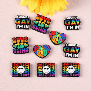 Rainbow Letter Silicone Beads para <span class=keywords><strong>DIY</strong></span> Dia do Orgulho Pulseiras Homens Mulheres Broches Moda Jóias Acessórios Soltos - Product Image 2