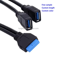 Trends 2 puertos USB 3,0 a montaje en panel hembra a placa base Cable de 20 pines