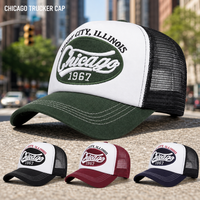Casquette de baseball personnalisée style Trucker Chicago, dos en maille, visière courbée, Windy City 1967 Vintage, 4 couleurs assorties, unisexe, vente en gros, OEM