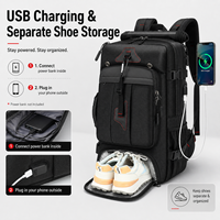 Mochila de Viaje para Hombre de Gran Capacidad, Expandible a 80 Litros, Bolsa de Equipaje de Mano con Compartimento para Zapatos, Mochila Resistente para Camping