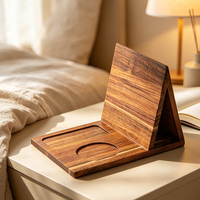 Étagère pliable triangulaire en acacia, table de chevet pour chambre à coucher, étagère de bureau, support pour stylos/lunettes/téléphone, support de rangement de bureau