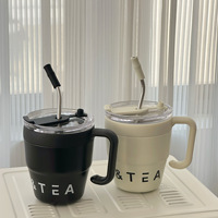 Tasse 16oz en gros tasses à café isolées en acier inoxydable 18/8 à double paroi avec paille